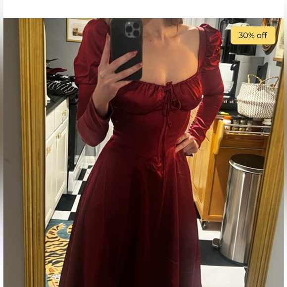 House of CB M Burgundy Midi Dress - Picture 5 of 6